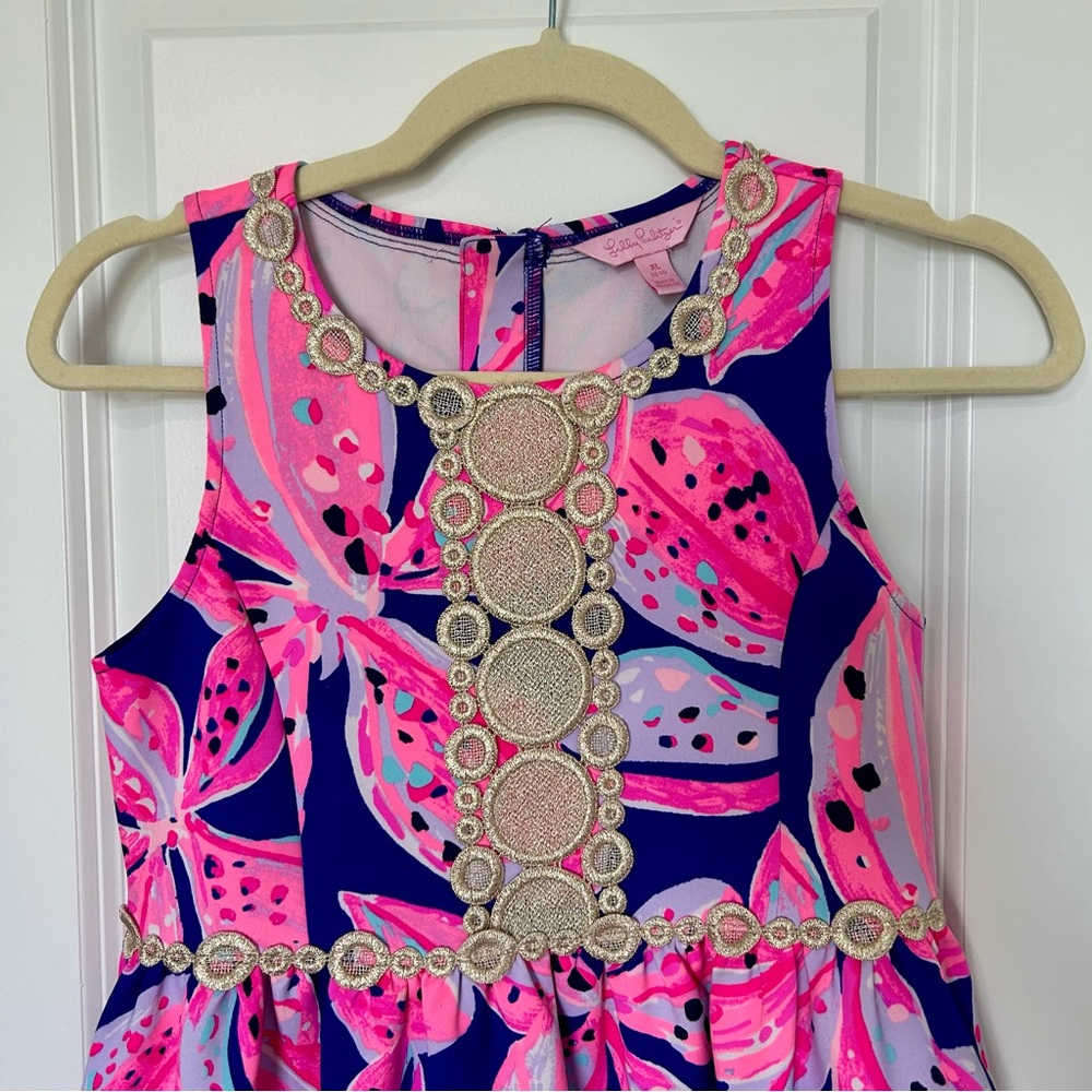 Lilly Pulitzer Girl's Baylee Dress in Royal Purple Wild Child Size XL 12/14 - Picture 2 of 5